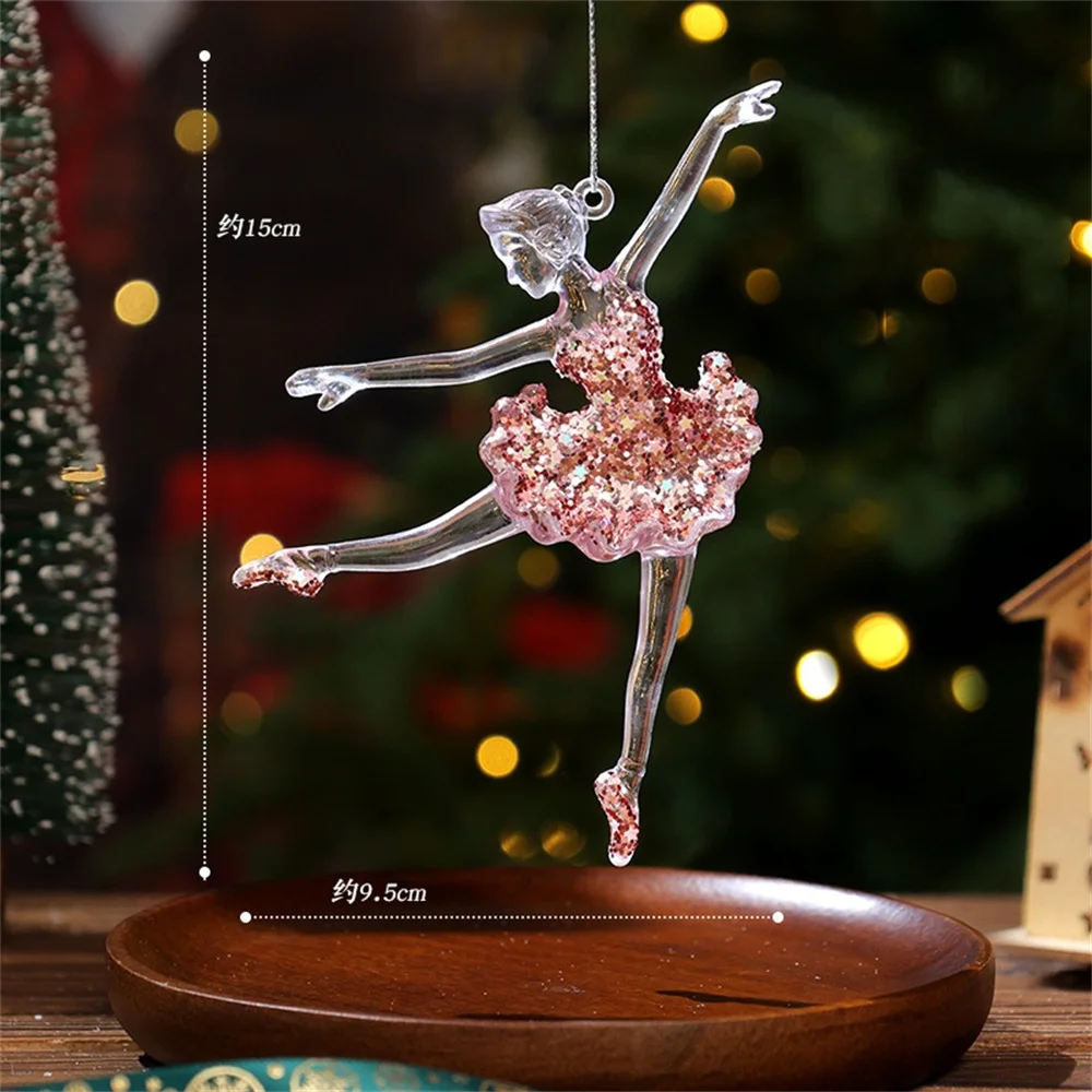 Acrylic Snowflake Angel Pendants Transparent Crystal Christmas Tree Hanging Ornaments Home Decorations New Year 2025Navidad Gift