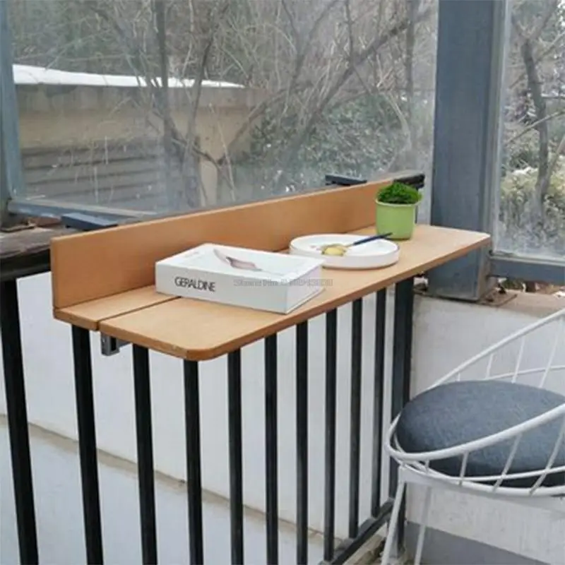 Foldable Home Balcony Railing Bar Outdoor Lift Computer Table Dining Table Coffee Table Anti-Corrosion and Easy to Clean