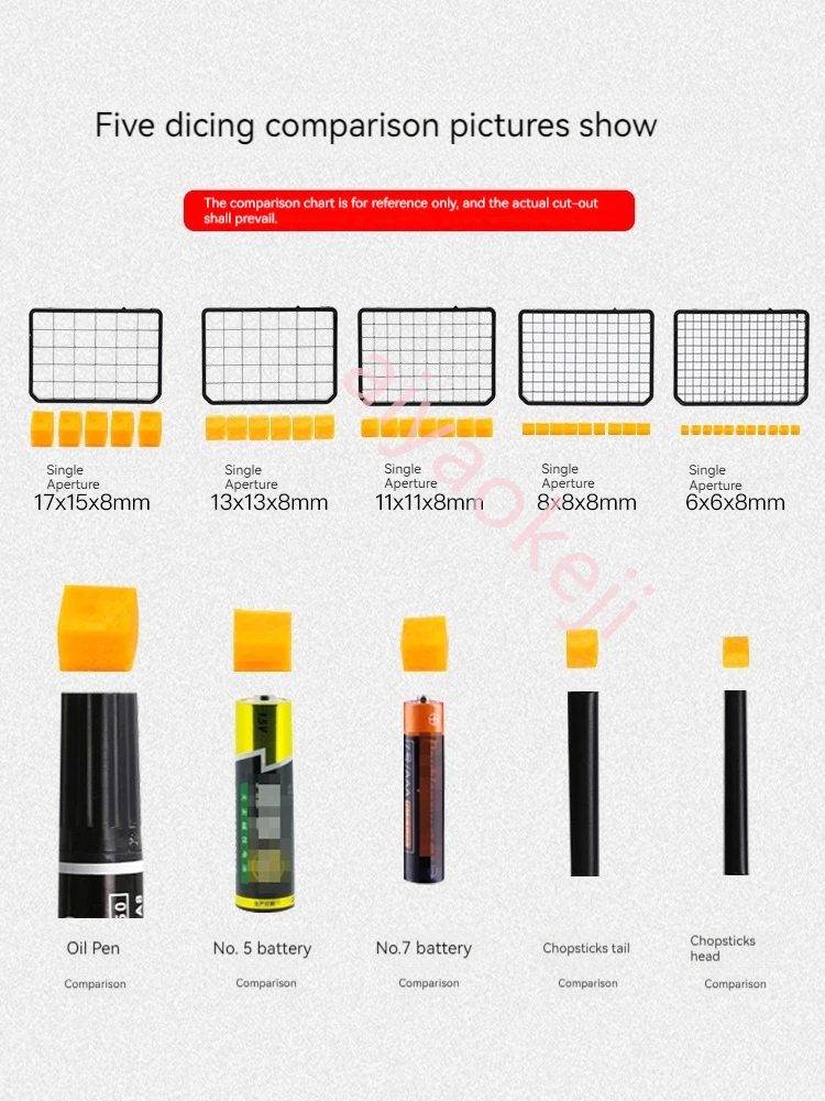 Mesin Dicing elektrik komersial, alat pengiris sayuran otomatis, pemotong biji-bijian kentang, bawang, Dicer