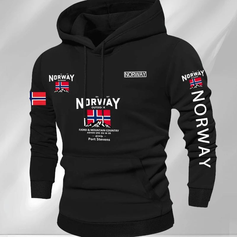 Norway Autumn winter models Men's Fleece windproof Warm 100%Cotton Oversized Hoodie Outdoor Commuter Men's High Elastic top