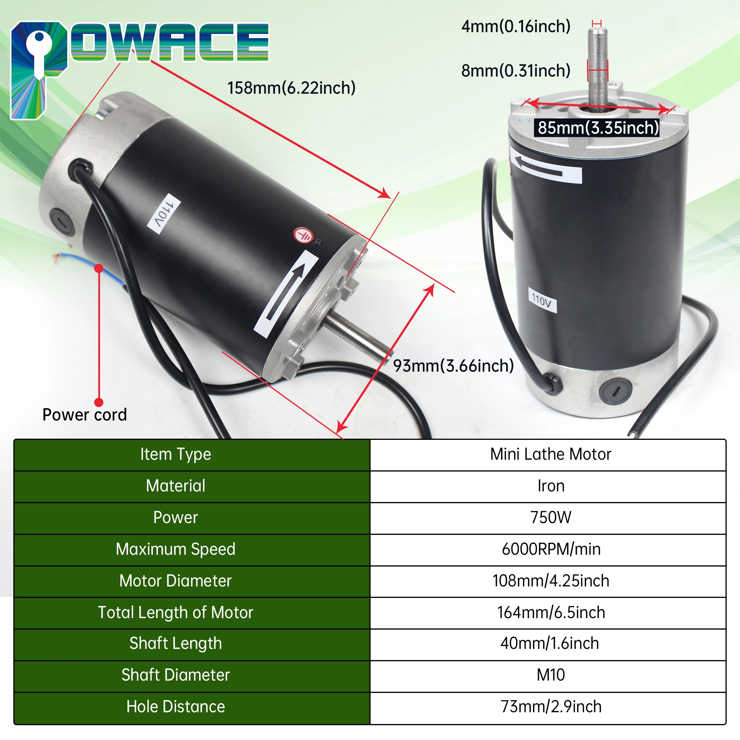 DC 550W 750W Brushed Mini Lathe Motor For CJ 0618 CD 210V WM210V Lathe Machine Part Accessories Tool