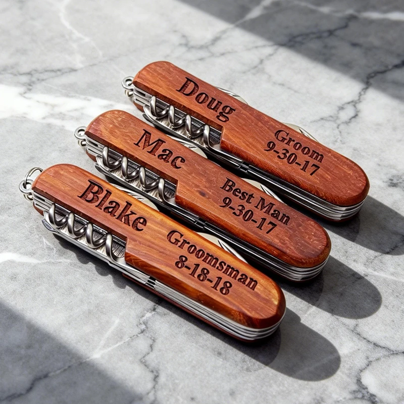 Personalized Multifunctional Folding Knife Wine Bottle Opener for Groomsmen Gift, Fathers Day Gift, Birthday Gift, Couples Gift