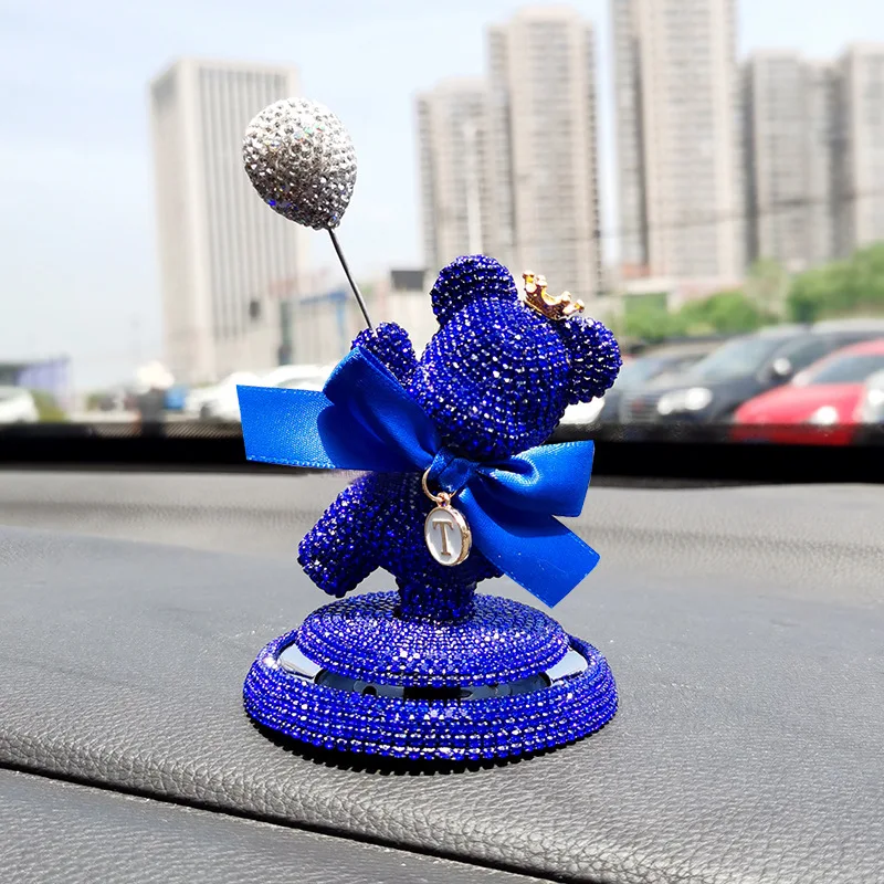 New Car Interior Decoration Cute Cartoon Balloon Bear Ornament Creative Personality Diamond Center Console Decoration