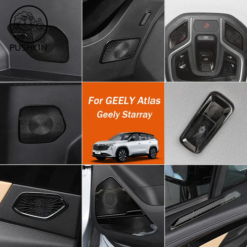 For Geely Atlas Starray Boyue L 2024 2025 Car interior Audio Speaker horn Cover Trim Door Loudspeaker Cover Trim Accessories