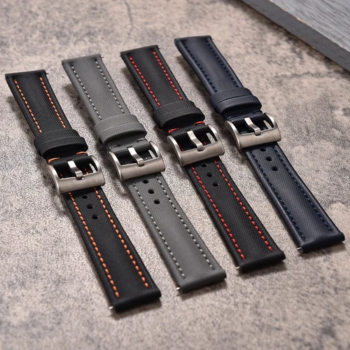 Imagen 2 del producto Correa de reloj de cuero PVC resistente al agua de calidad de 18-20-22mm, correa de reloj deportiva de tela de liberación rápida, pulsera de tela de vela para reloj de buzos