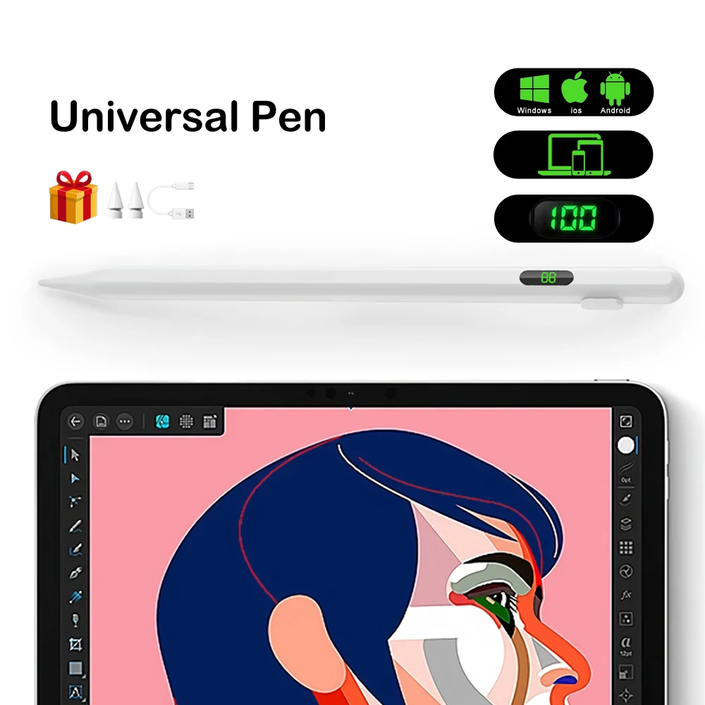 Universal Stylus Tablet Mobile Touch Pencil With Digital Display For Samsung  Ipad Iphone Huawei Xiaomi Pad6 Windows Android Pen