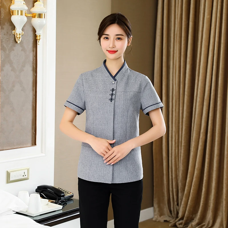 Chinese Restaurant Uniform Women's Cleaning Work Hotel Receptionist Costume Housekeeping Waiter Clothes Massage Nail Cafe Outfit