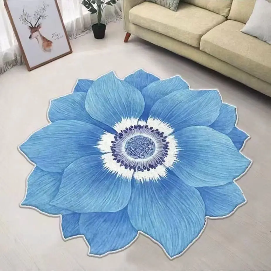 Modern Fluffy Petal Flower Carpet Living Room Decoration Home Area Rugs Bedroom Bedside Computer Chair Rug Anti-skid Floor Mat