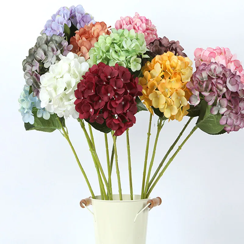 

High Quality Artificial Flower 60CM Simulation Hydrangea Bouquet Home Table Ornament For Wedding Party DIY Decoration 20 Pcs