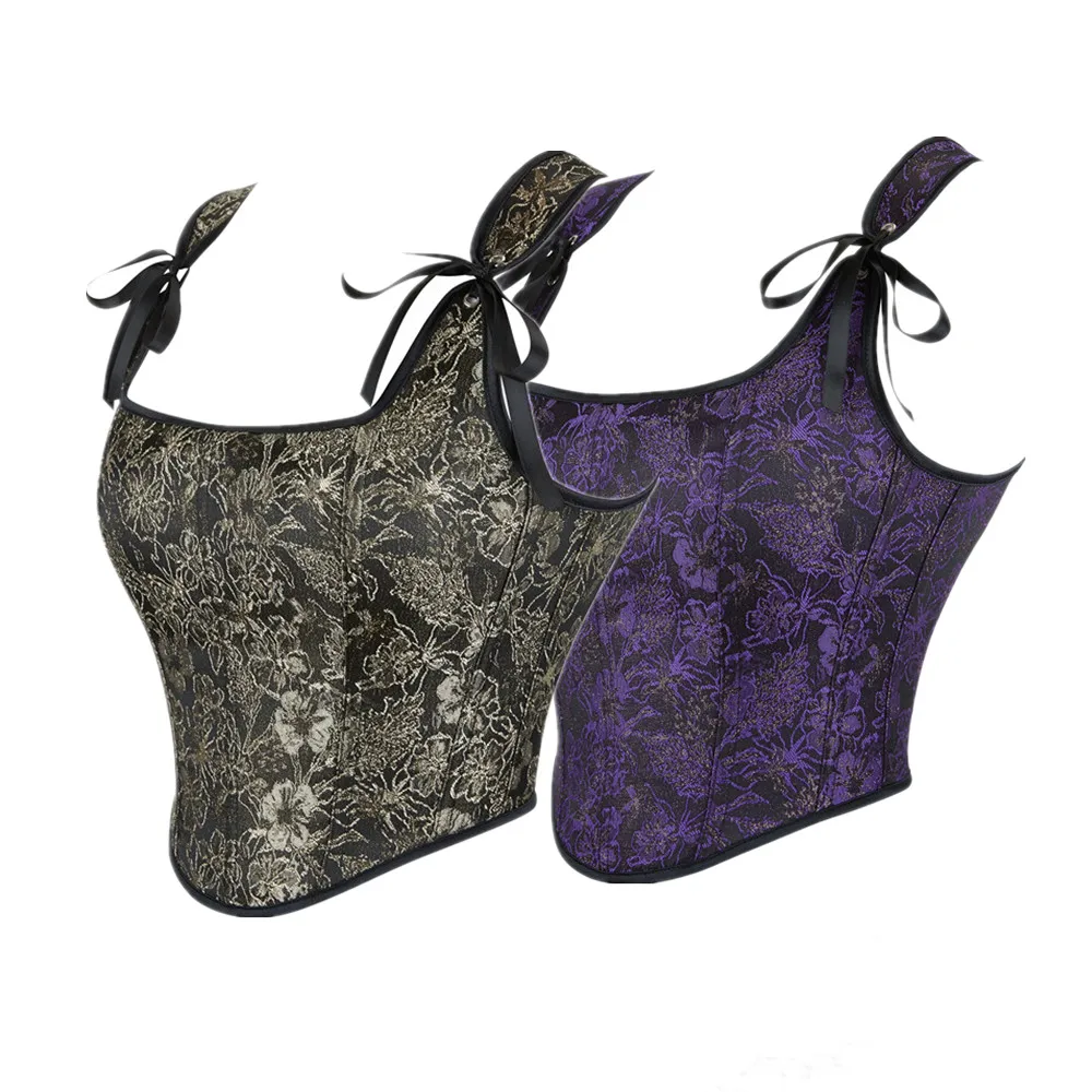 

Женский корсет-топ в готическом винтажном стиле с принтом, сексуальное кружевное белье, утягивающий корсет с бретельками, бюстье-жилет
