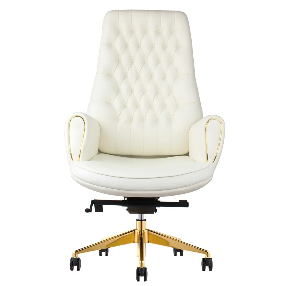 

High-end light luxury boss chair, white top leather, manager office chair