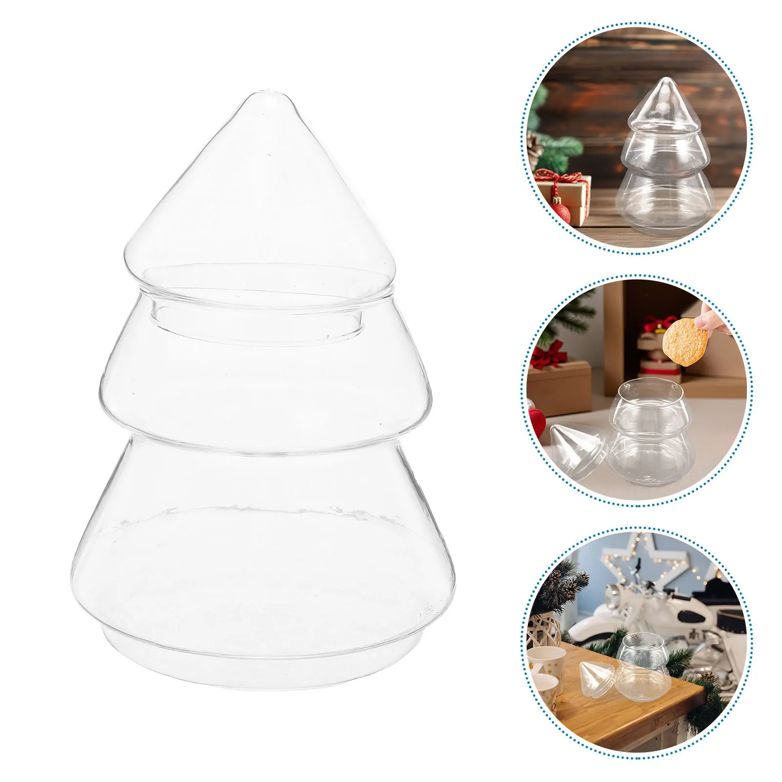 

Food Storage Candy Jar Christmas Tree Glass Christams Decoration Covered Holiday Container