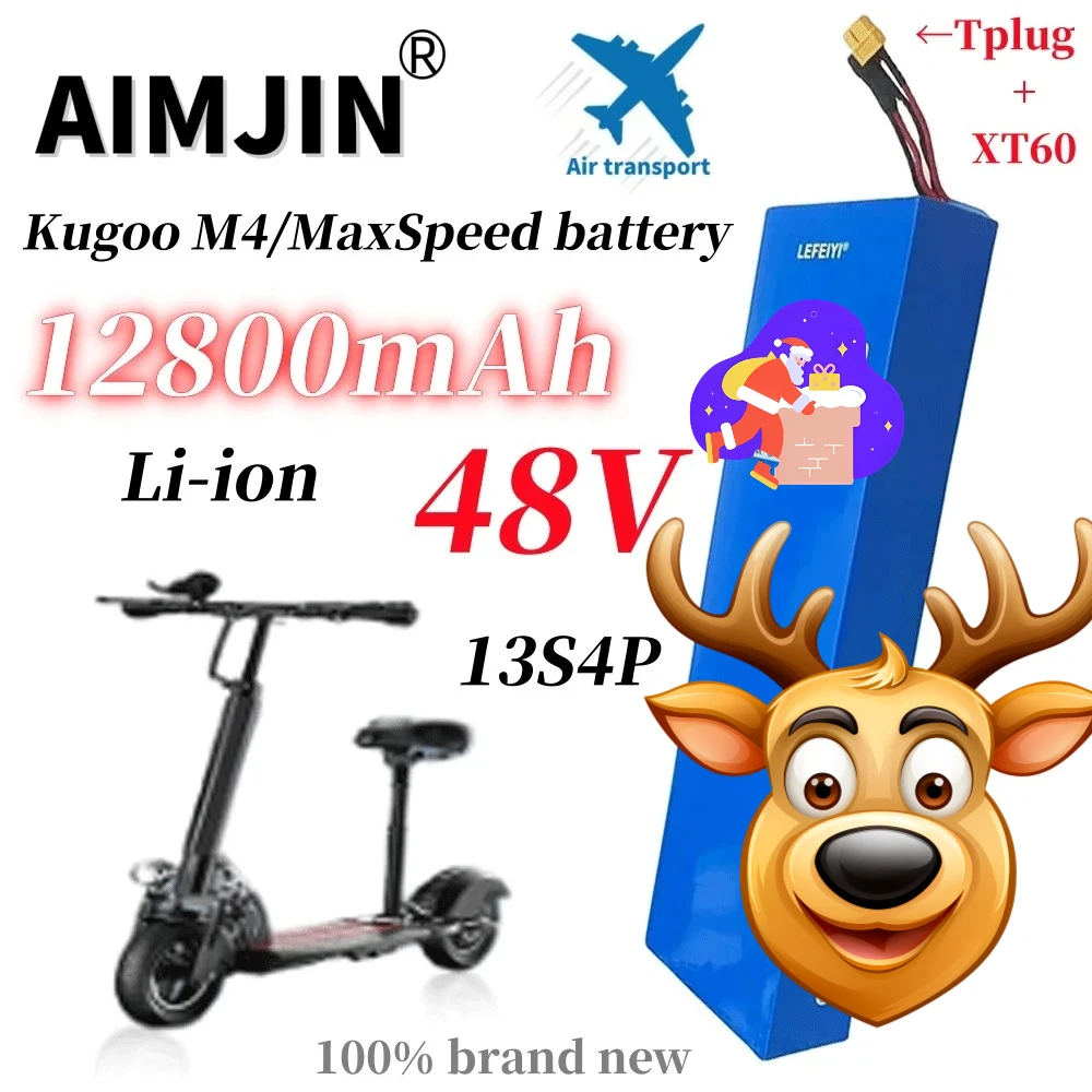 

New 2025 48V 12.8Ah Electric Scooter 13S4P Battery Replacement for Kugoo M4 18650 Li-ion BMS Power Battery Pack