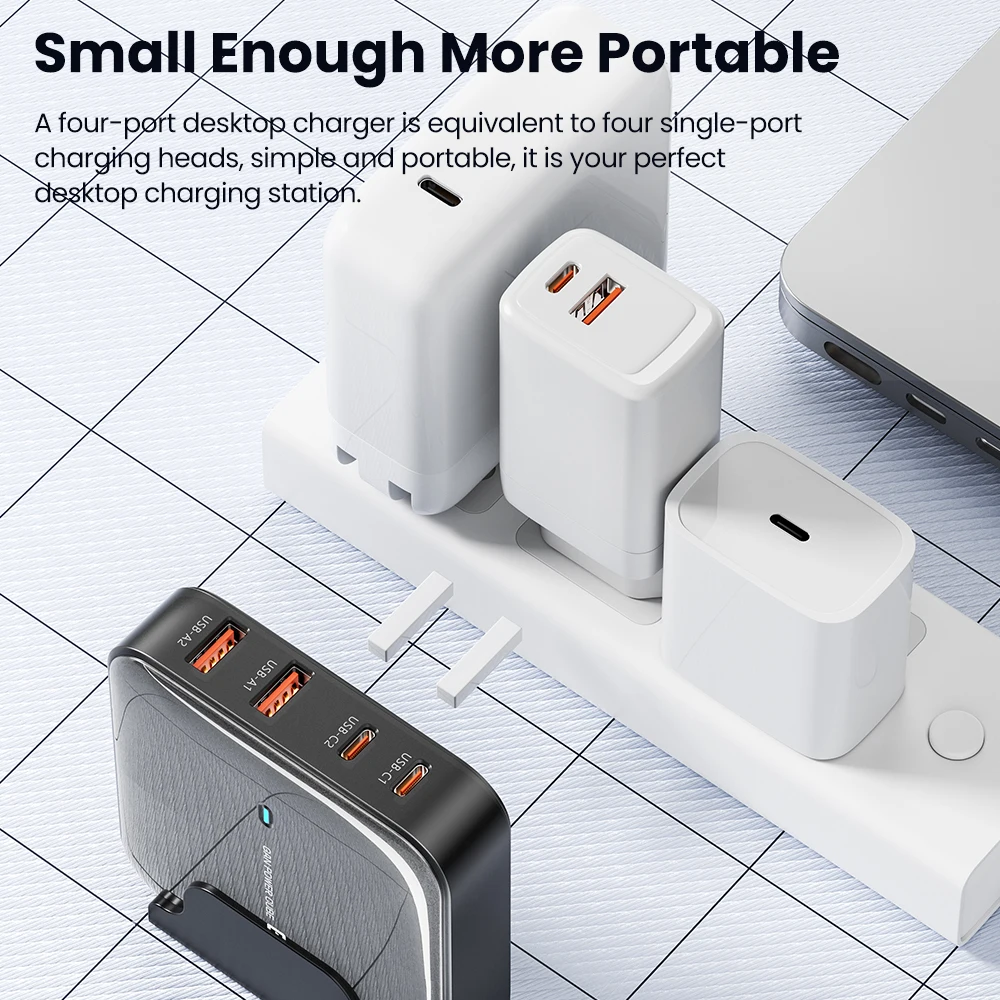 Toocki 67w GaN Desktop Charger For Xiaomi iPhone 15 Oneplus Samsung Huawei Dual USB A+Type C PD Fast Charging Cellphones Adapter image 6
