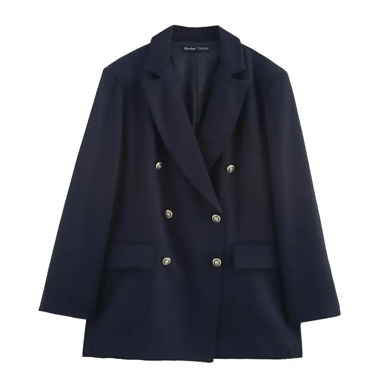 

Spring 2025 Women's Long Sve Versatile Loose Double-Breasted Suit Jaet New Arrival Faionable Versatile Outerwear