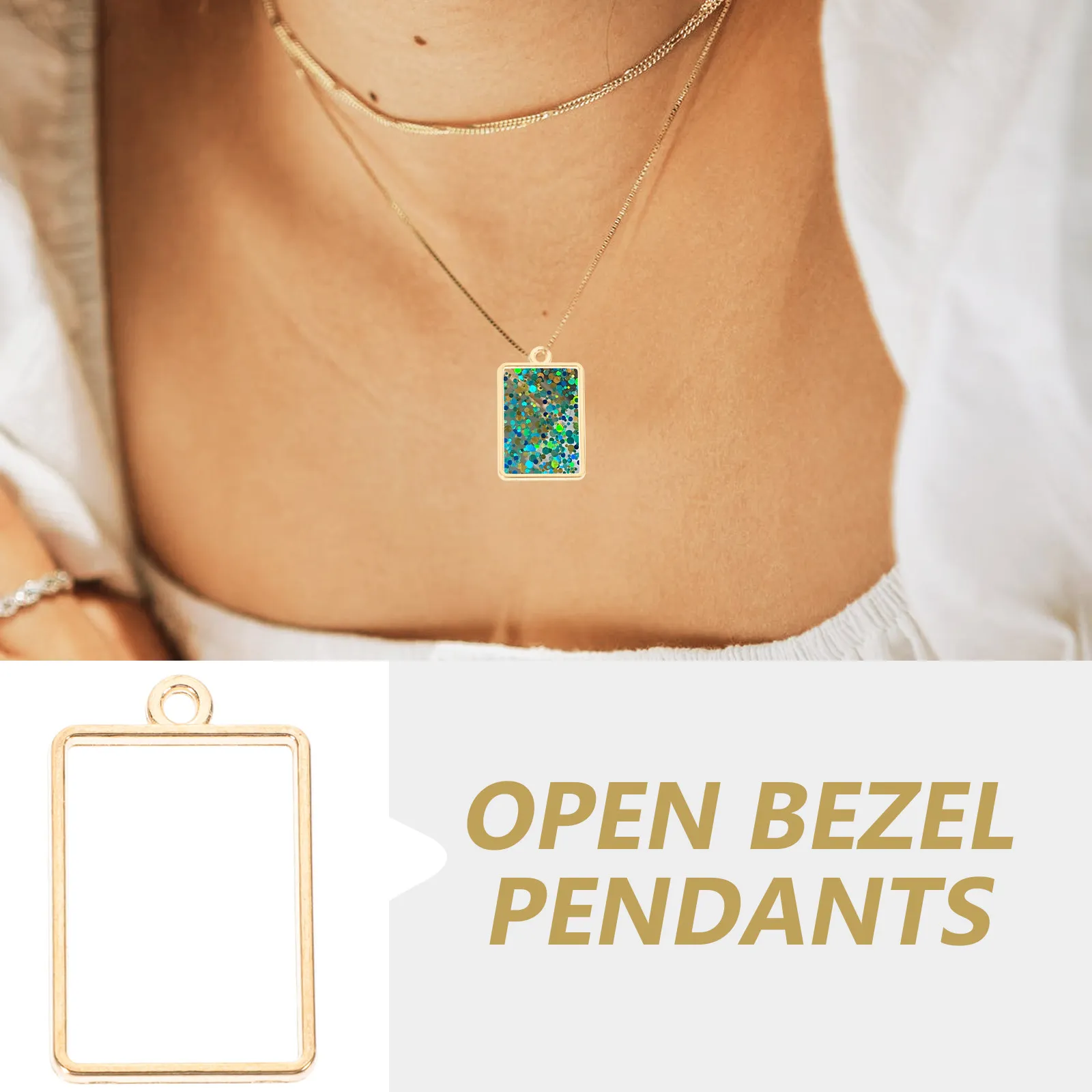 

50Pcs Resin Frame Small Open Bezels Pendants Jewelry Supplies Alloy Charm Base for DIY Epoxy Craft Tree Frame Jewelry