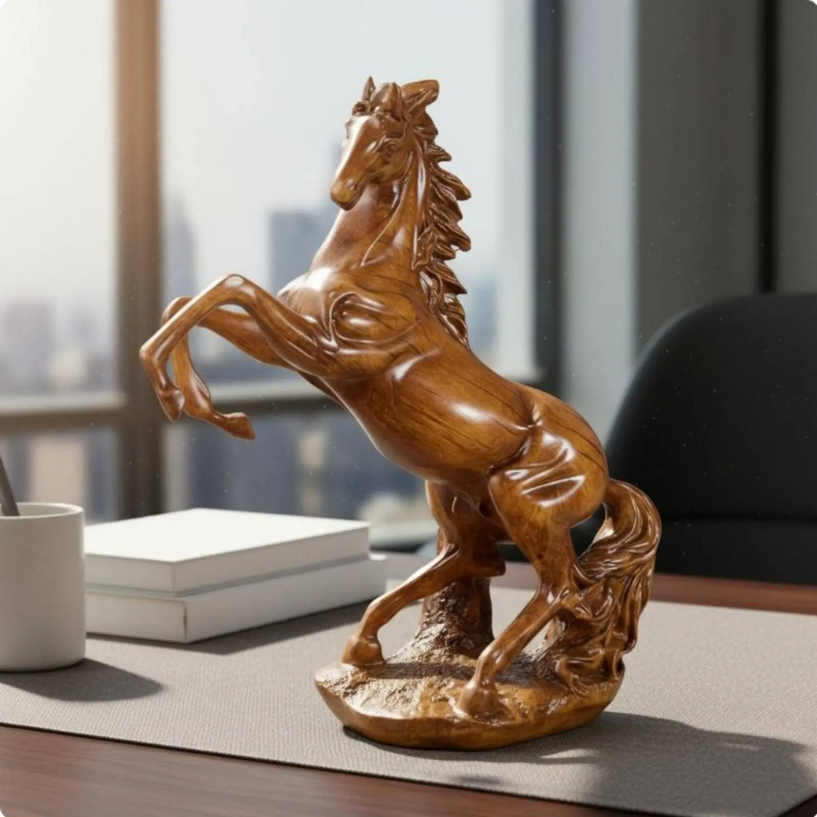 Figura decorativa de caballo en resina – Feng Shui para el hogar - imagen 3