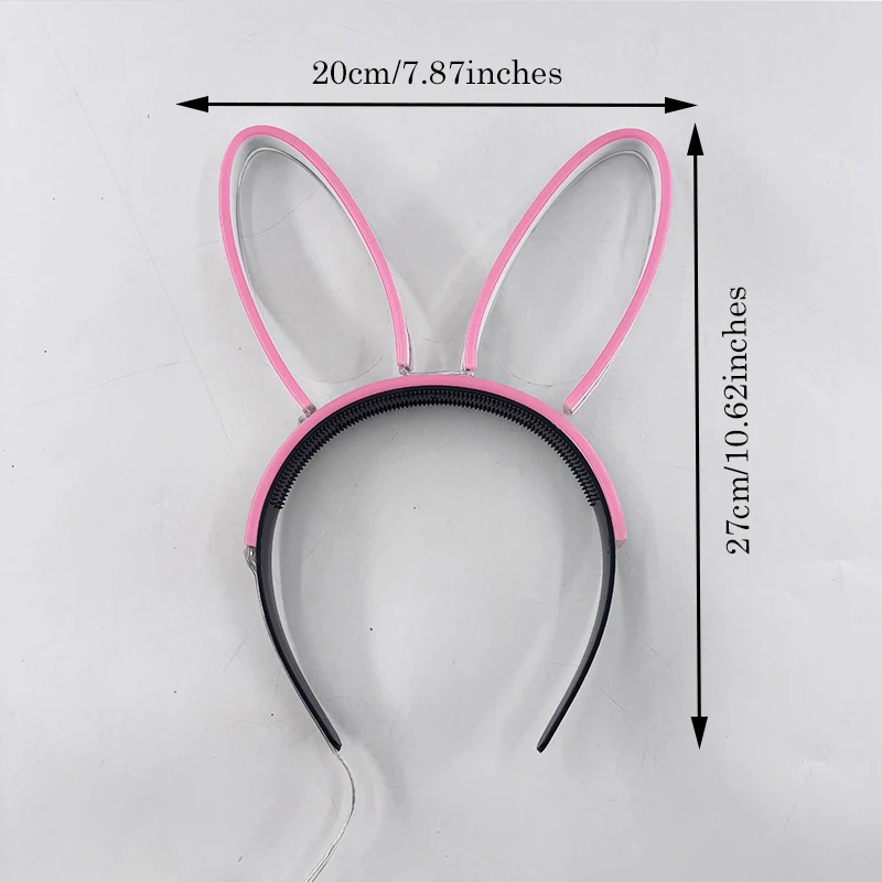 Ilumine orelhas de coelho da páscoa bandana neon luminoso orelhas de coelho hairband traje de halloween acessórios de cabelo para mulheres e meninas
