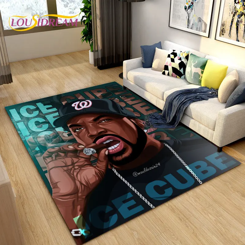Hip Hop Art Rapper Legend Star Area Rug Large,Carpet Rug for Living Room Bedroom Sofa Doormat Decoration,Kids Non-slip Floor Mat