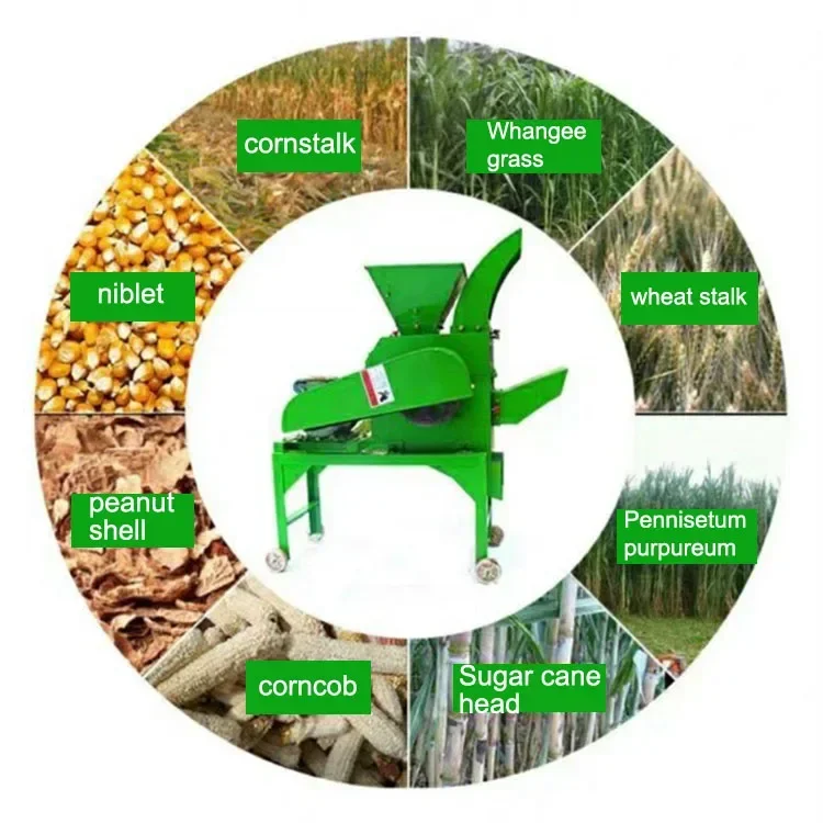 Animal Feed Making Cow Sheep Paddy Straw Cutting Machine Corn Grinder Grass Hay Silage Wheat Stalk Chaff Cutter Machine