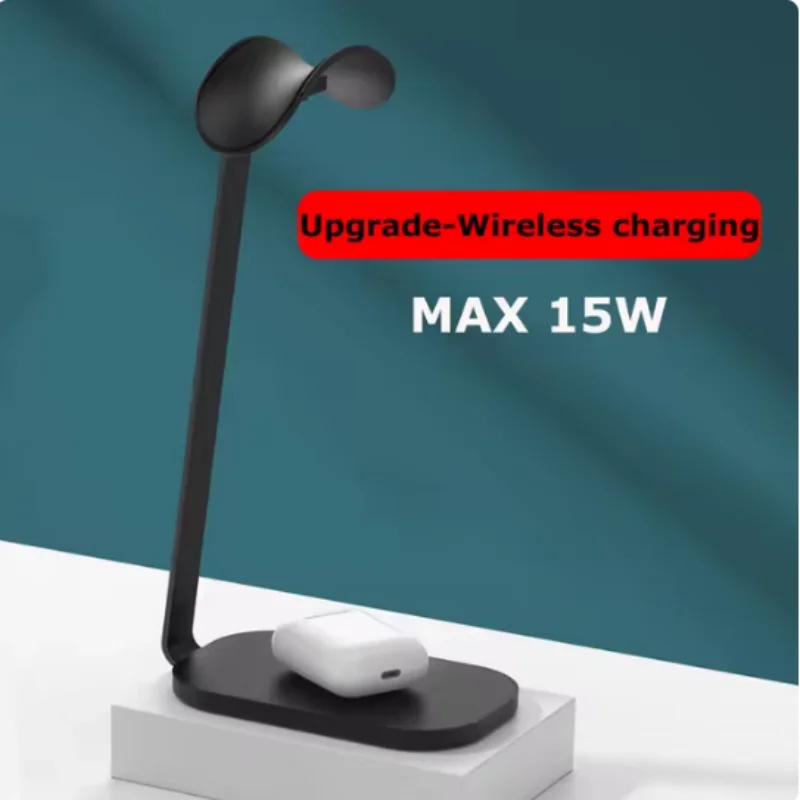 3in1 Wireless Charging Headphones Stand for Airpods Max Desktop Gaming Headset Bracket Charging Base for Phone Bluetooth Earphon