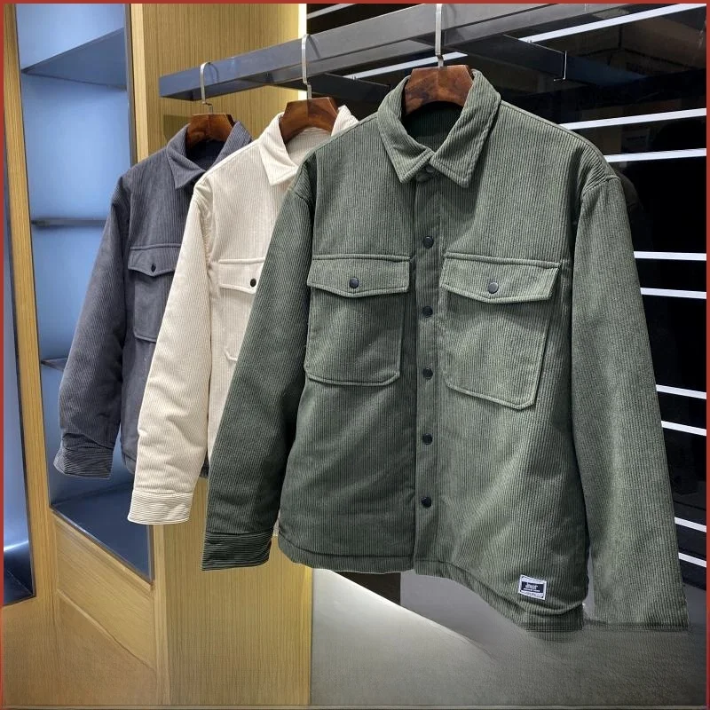 

Thiened Corduroy Workwear Jaet для мужчин осень-зима Sli универсальная теплая хлопковая верхняя одежда молодежный тренд Long Sve