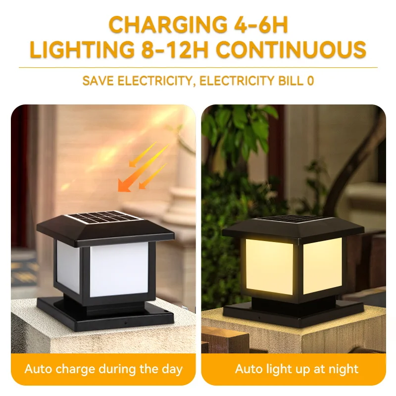 LED Solar Light Pillar  waterproof Solar Lantern Lights Outdoor Remote Control For Garden Decoration Fence Pathway Decor Lamp