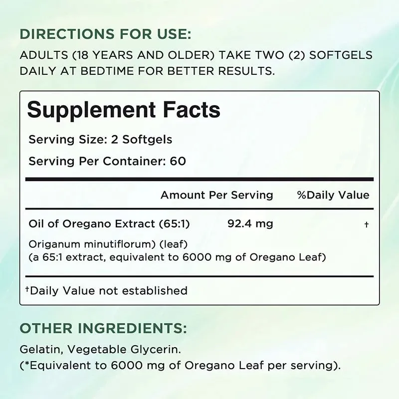 Oil of Oregano Capsules - Improve Mood, Balances Intestinal Flora, Antioxidant, Promotes Digestive and Overall Health, Non-GMO