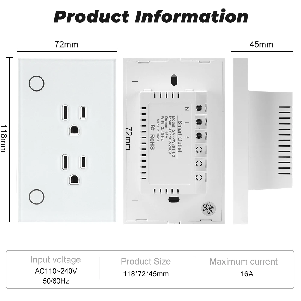 16A Tuya Wifi Socket Us Plug Outlet Timing Smart Leven App Muur Elektrische Op Off Voor Google Home Alexa Tmall genie