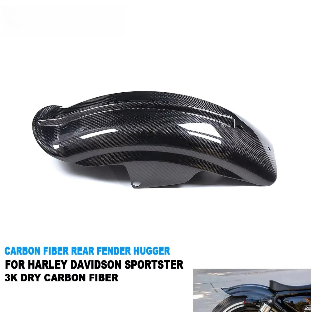 100% Real Dry Carbon Fiber Motorcycle Rear Mudguard Fender Hugger for Harley Davidson Sportser 883 1200 X48 72 1986-2022