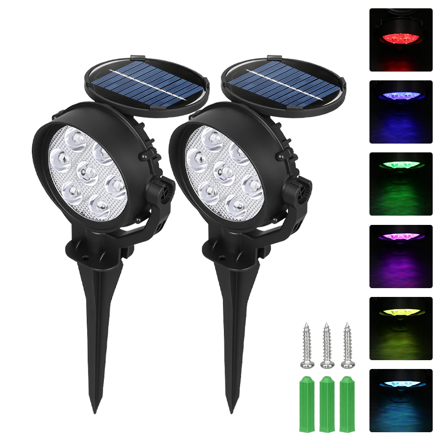 9-LED zonne-spotverlichting IP65 waterdichte buiten RGB zonne-landschapsverlichting helderheid instelbaar voor tuintuin palmbomen