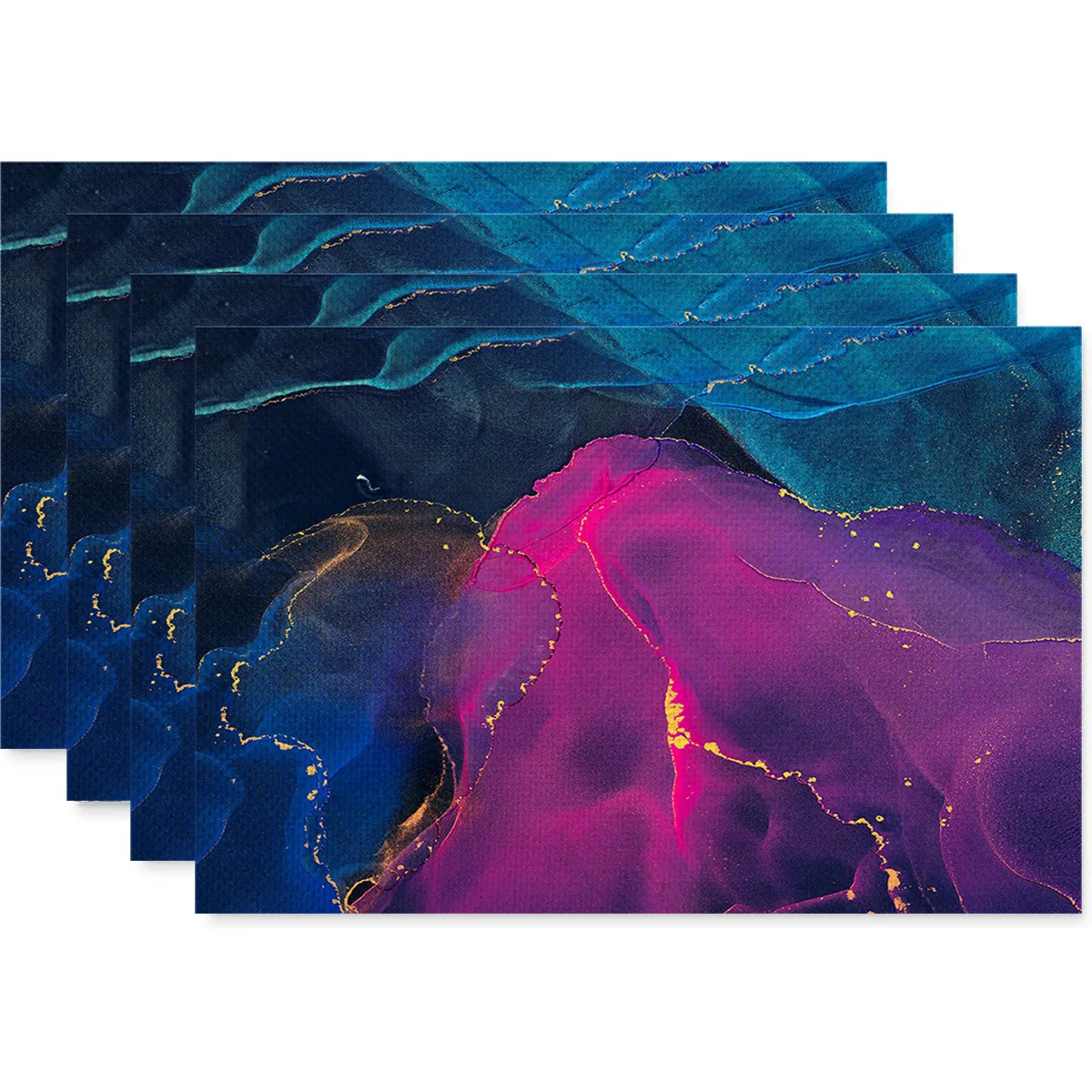 Bild 5: Marmor-Tischset in Blaugrün und Gold, dekorative Tischmatte