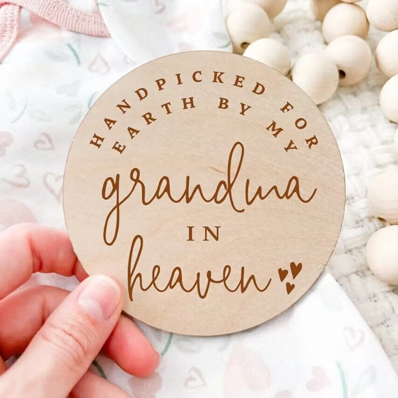 1pcs Handpicked for Earth By Grandpa in Heaven wood BirthAnnouncement Plaque  Pregnancy Announcement newborn sign