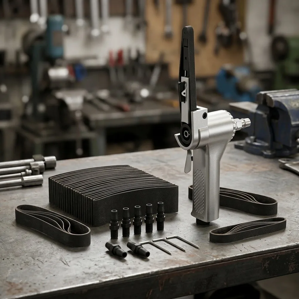 Industrial Pneumatic Belt Sander 16000 RPM with Alloy Core Components for Heat and Wear Resistance 1/4 Inch Inlet