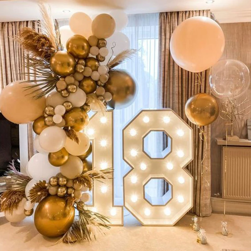 73cm Giant Figure Number 0-9 Balloon Filling Box with Lights Anniversary Birthday Party Balloon Frame Wedding Baby Shower Decor