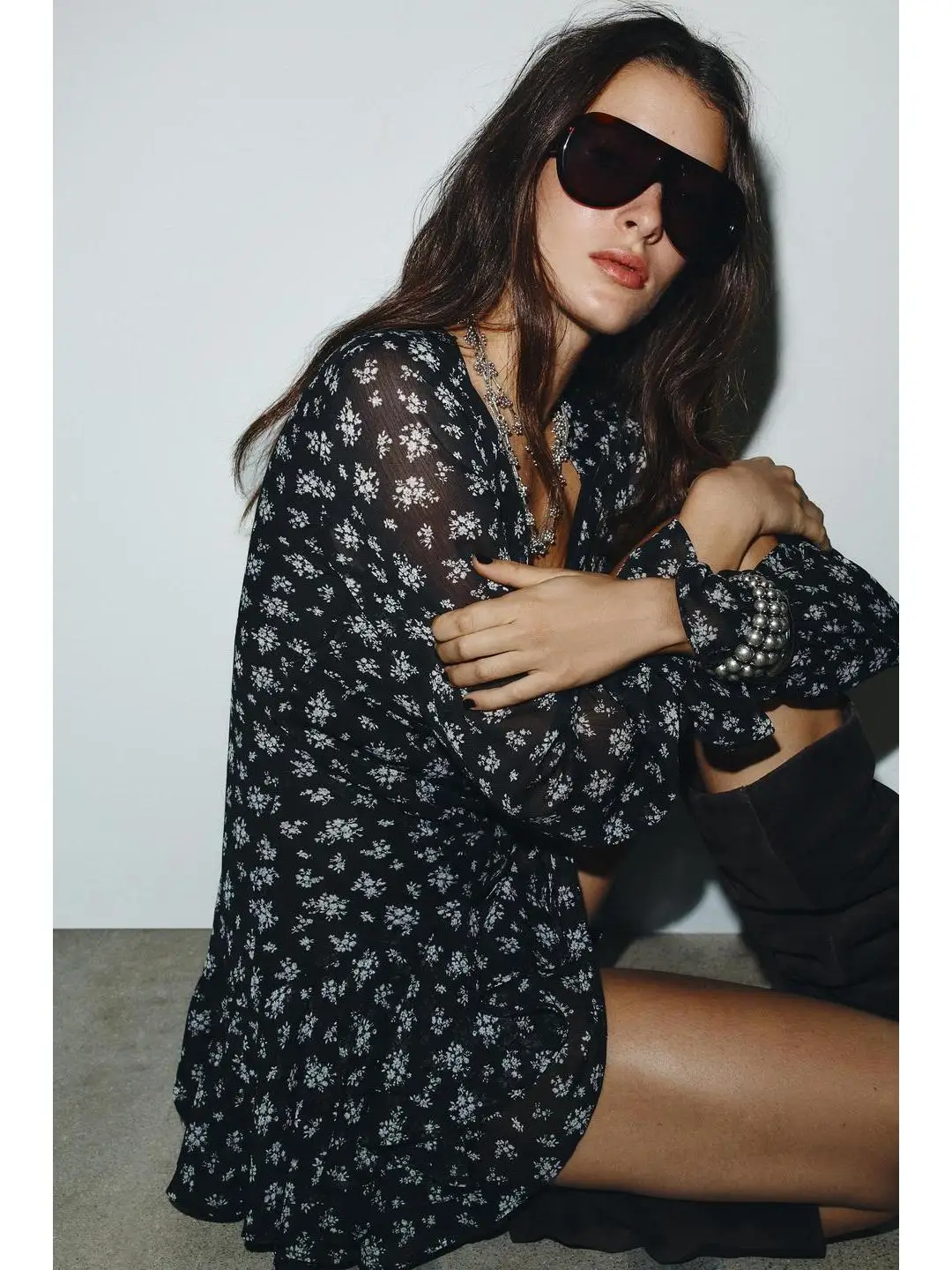 V-Ne Long Sve bedrukte gelaagde decoratie Dr Ba Ritssluiting Dames Faion Ciwalk Winter 206, andere Sle