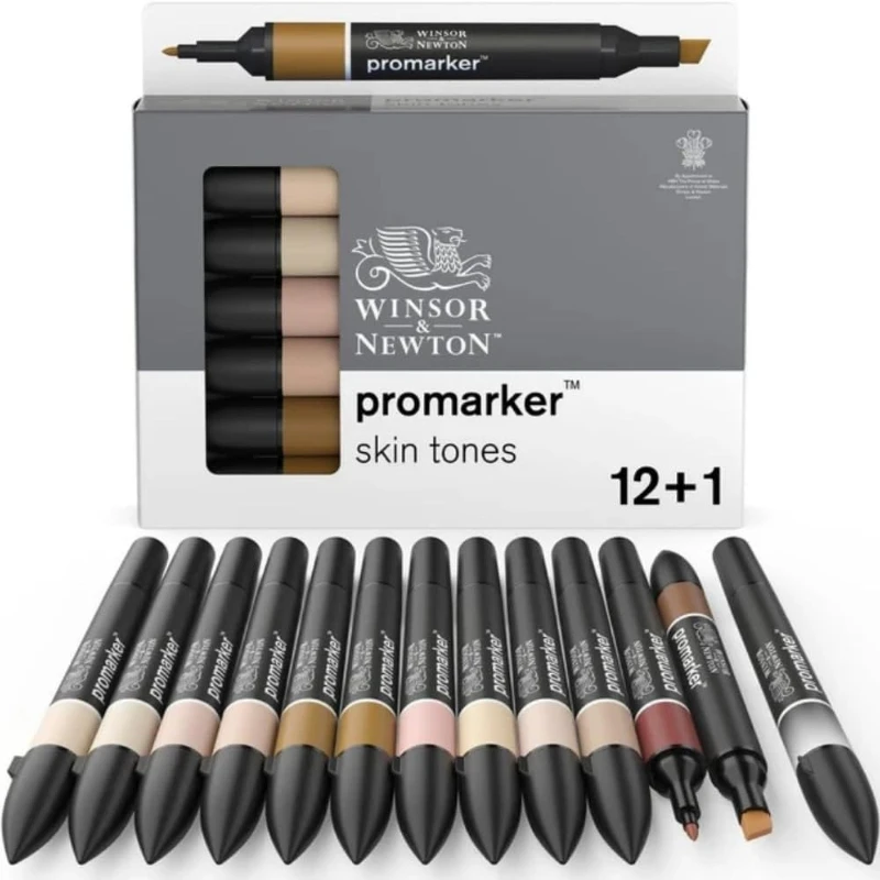 Winsor & Newton Professional Comic Marker Pen Set 6/12/24 Colors Dual-Tip Alcohol Based Art Markers for Illustration & Sketching