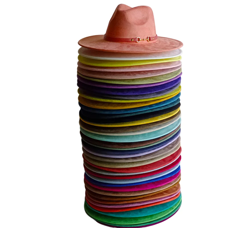 Suede Top Hat Custom Belt Brim Fedora Hat Men Women Autumn Winter Felt Classic Church Fedoras Chapeau Sombrero Mujer
