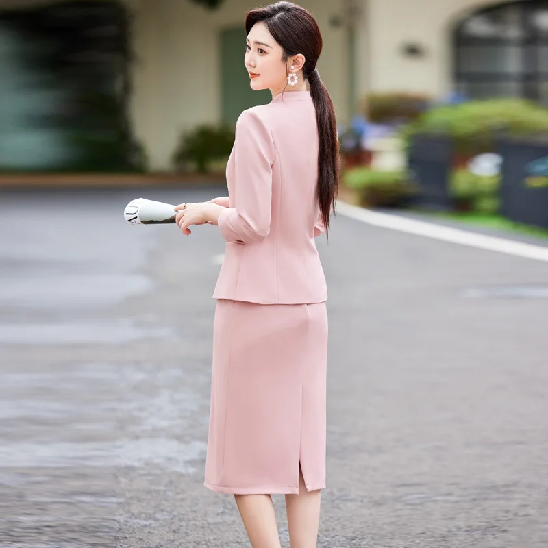 Plus Size Formal Autumn Winter Women Business Suits with Blazers and Dress Office Work Wear Professional Ladies Career Interview