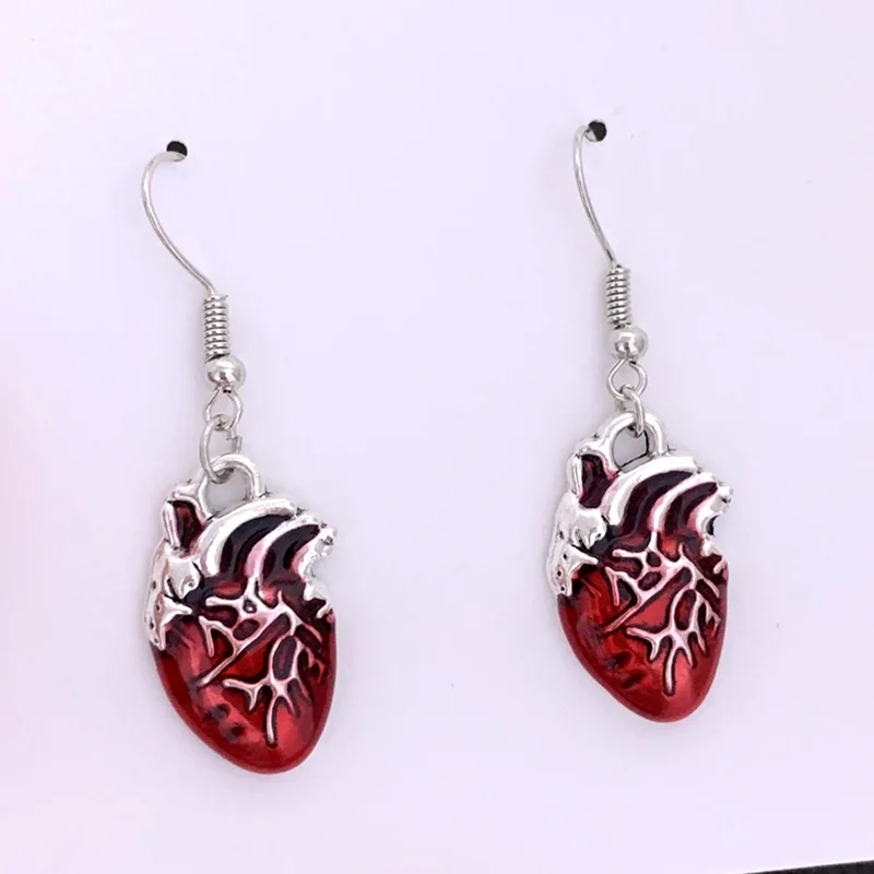The Beating Heart Earrings Chain Ear Cuff Clip Jewelry Gift,Witchy Gothic Vampire Spooky Boho Bohemian view 4