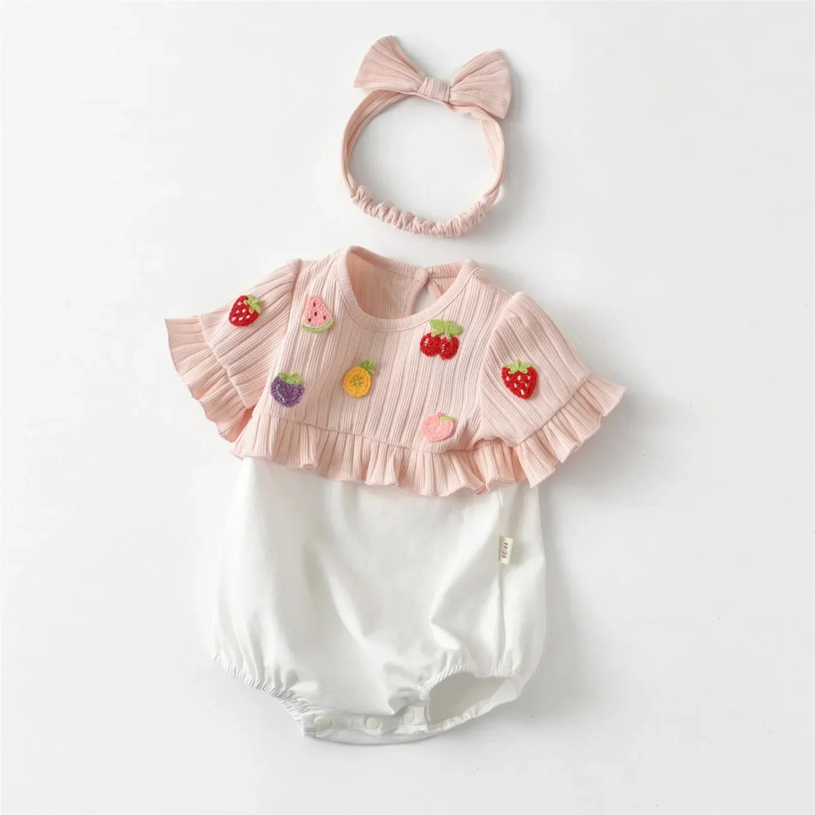 

Kids Toddler Baby Girls Spring Autumn Strawberry Cute Cotton Short Sleeve Romper Bodysuit Headbands Clothing 9 Month Jumpsuit