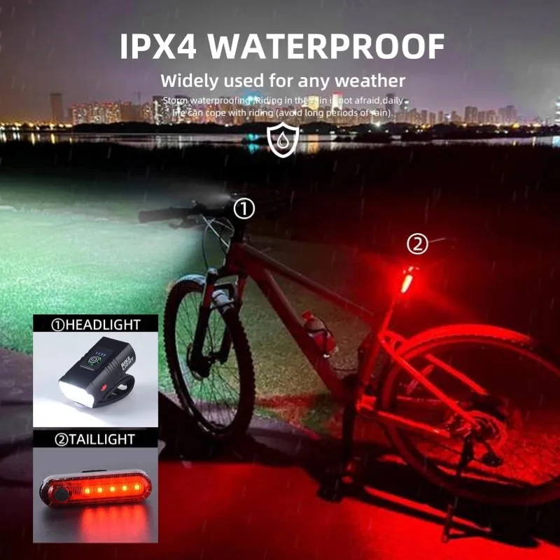 Luz LED frontal para bicicleta de montaña, linterna impermeable IPX4, recargable vía USB, 6 modos