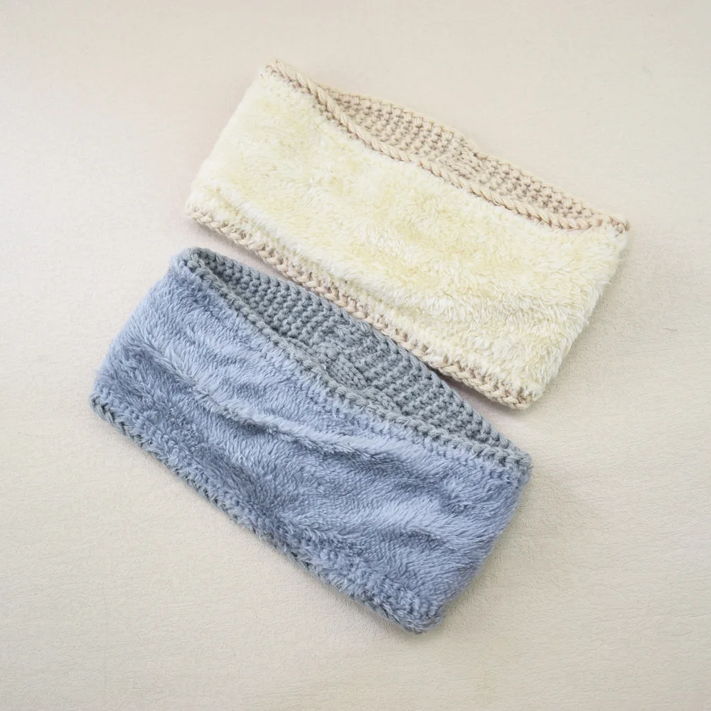 1-teiliges wintergestricktes, klobiges Stirnband, gehäkelt, Turban, gestrickter Ohrenwärmer mit Plüschfutter, Ohrenschützer, Strumpffüller für kaltes Wetter – Detail 4
