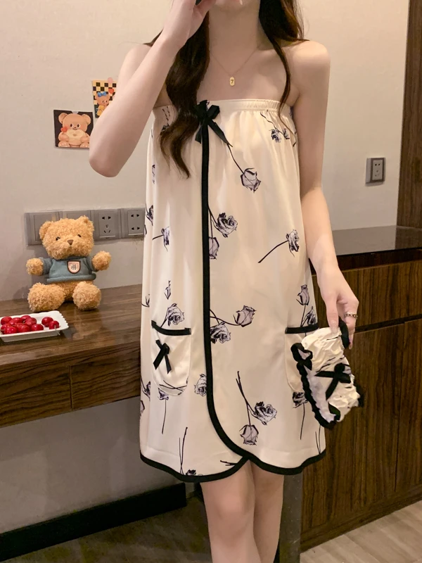 Sexy Strapless Cotton Bath Towel Women's Integrated Thin Magic Stick Home Clothes Bath Skirt Robe Lightweight Wraparound