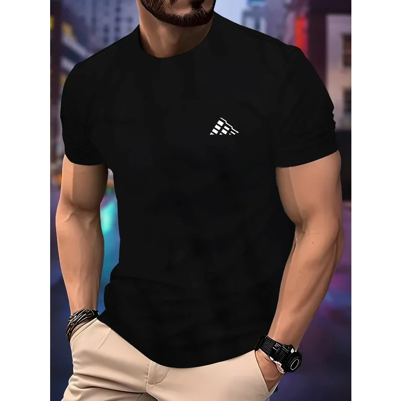 Camiseta masculina para corrida, primavera/verão, fina, com estampa curva, secagem rápida, manga curta, respirável, fitness, esportes