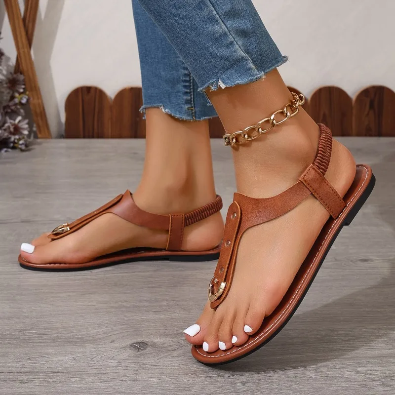 

Shoes for Women in The Summer of 2026 Fashion Women's Shoes New Large Size Sandals Flat Sandals Comfortable Wear Elastic Sandals