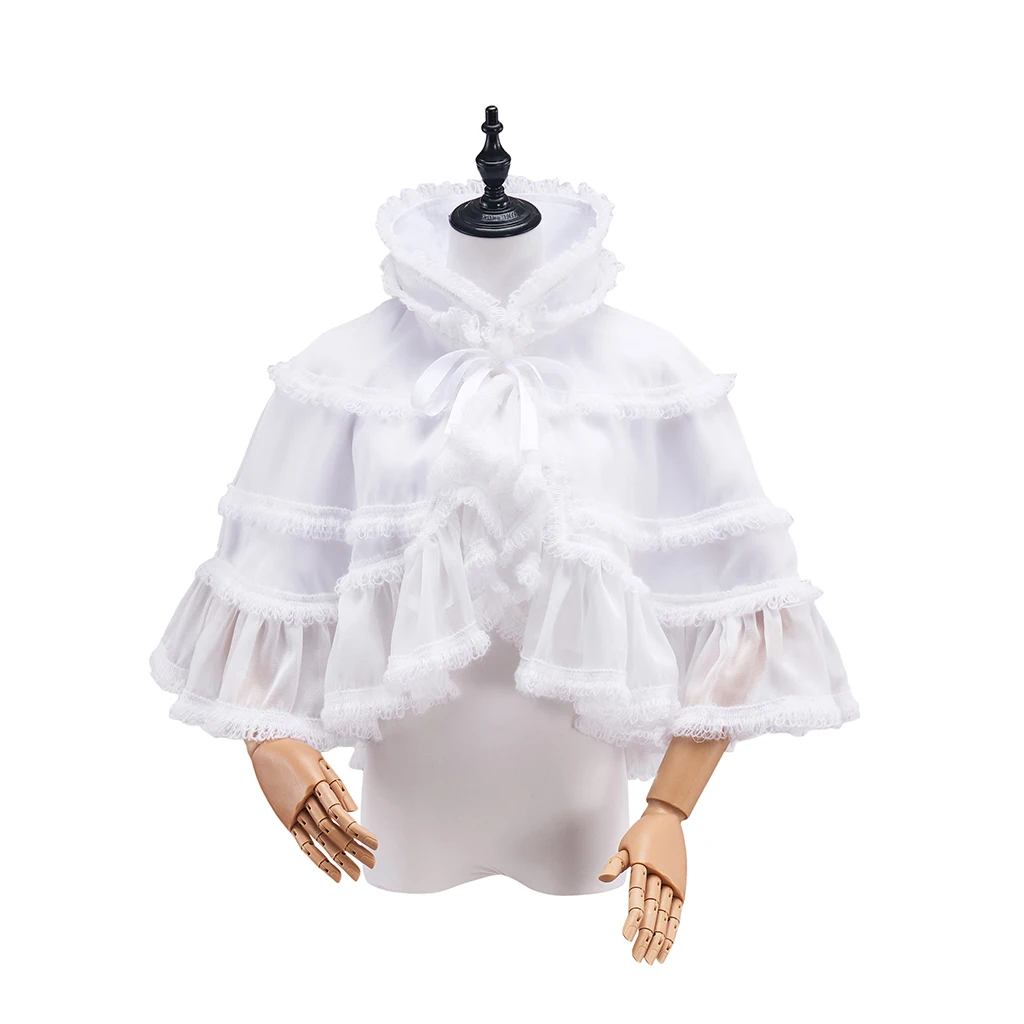 المرأة الفيكتوي خمر مساء شال كيب لطيف الكشكشة قصيرة أثيري عباءة الأميرة Capelet شالات الزفاف لفستان الزفاف #6