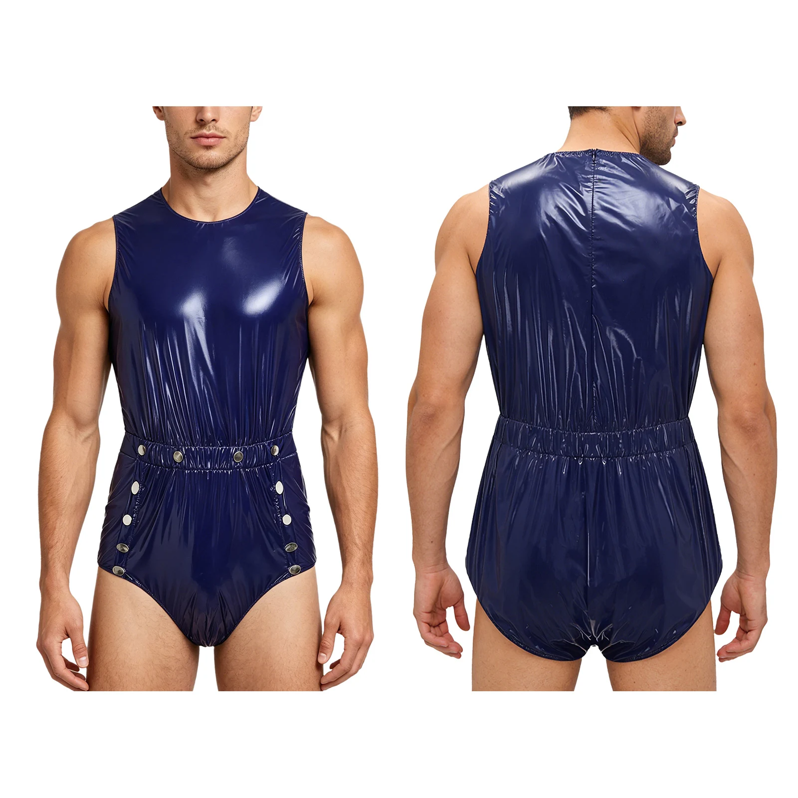 Men Women Waterproof Glossy Bodysuit Leak-proof Washable Diaper Cover Elderly Bedridden Special Needs Adaptive Jumpsuit Swimwear view 6