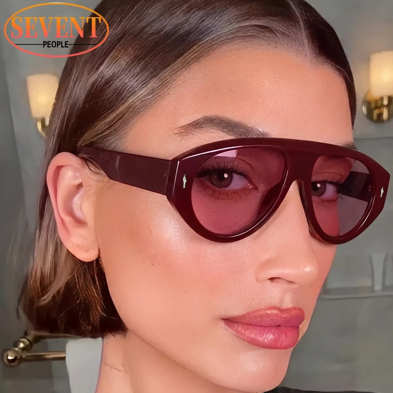 

Y2K Punk Oversized Pilot Shield Sunglasses Women 2026 Luxury Designer Trendy Red Pink Lens Big Frame Fashion Travelling Shades