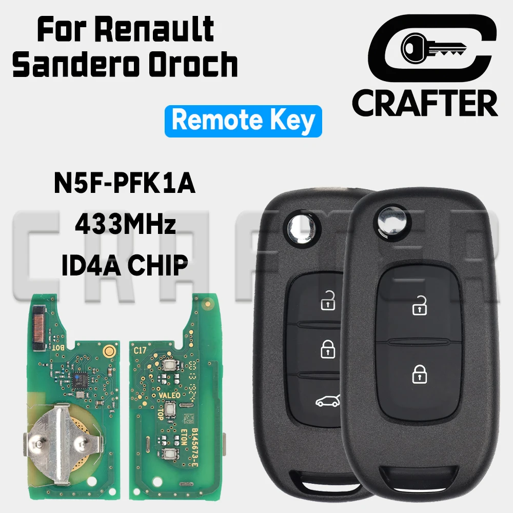 

Key Crafters N5F-PFK1A ID 4A Chip 433MHz Flip Ramote Car Key For Renault Sandero Oroch Logan Duster Blade HU179/VAC102/VA2